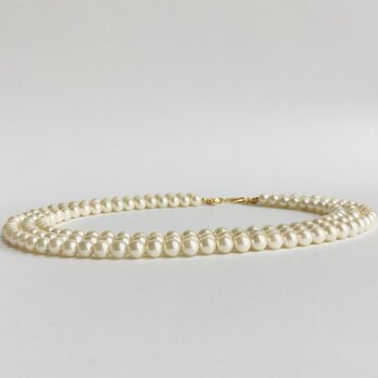 貝パール3連ネックレス/約6.5mm約38/40/43cm+5cm/クリームツートン/made in japan