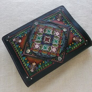 文庫サイズブックカバー 刻印、拭き染め 牛革