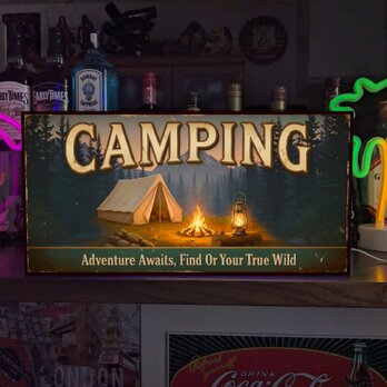 【オーダー無料 Lサイズ】キャンプ アウトドア ランタン 焚火 店舗 自宅 照明 ランプ 看板 置物 雑貨 ライトBOX