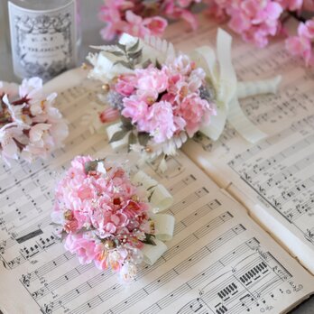 3種類のサクラのコサージュ （オーバル／ブーケ） #1302