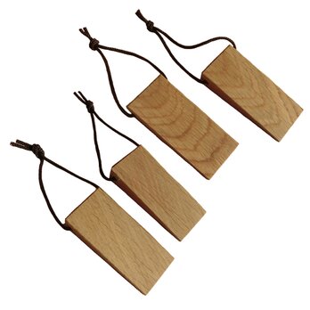 ドアストッパー ミニ 木地 ② ドア止め 木製 4こセット くさび ウッドロック 楢無垢材 幅4奥行8.5高さ1.8(cm)