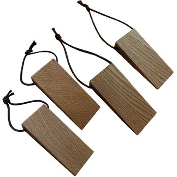 ドアストッパー ミニ 木地 ③ ドア止め 木製 4こセット くさび ウッドロック 楢無垢材 幅4奥行8.5高さ1.8(cm)