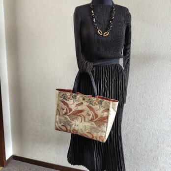 ★鳳凰の袋帯のリメイク・バッグ★着物だけでなく普段使いに★裏地あり★