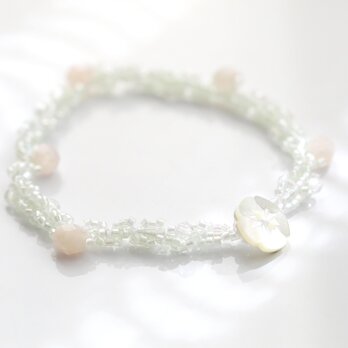 きらめくビーズのブレスレット / 春の若葉とソメイヨシノ