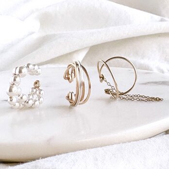 【期間限定】【春の福袋】イヤーカフ3点セット　diagonal & pearl cross &Dainty