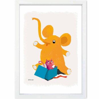 プレゼントはネコ　ゾウ　ネコ　送料無料 　イイネたのしいポスター　ポスター　アートポスター　アート/sei検索新着順　4005