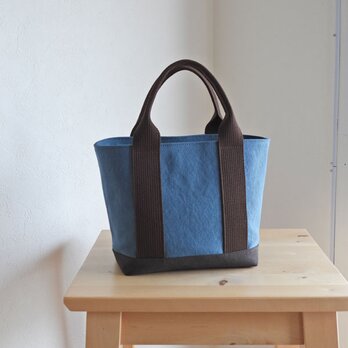 キャンバスベビーシンプルトート　デニムブルー／ダークチョコ