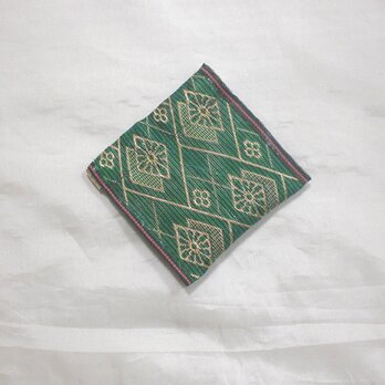 ぱくぱくケース（8cm）／畳縁（鮮やか緑に菱形）