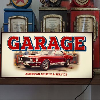 【オーダー無料 Lサイズ】マッスルカー ガレージ アメリカン アメ車 店舗 自宅 照明 ランプ 看板 置物 雑貨 ライトBOX