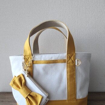 リボンポーチつき可愛いミニトートバッグ