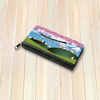 （送料無料）長財布【ほのぼのにゃんこ（さくら銀河鉄道）】（名入れ可）