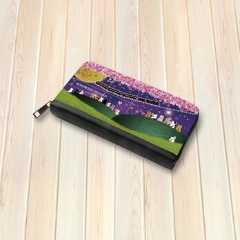 （送料無料）長財布【ほのぼのにゃんこ（さくら銀河鉄道ミッドナイト）】（名入れ可）