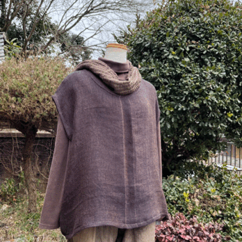 播州織 柿渋染めプルオーバー26004