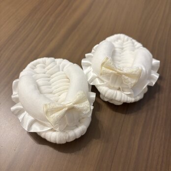 ふっくら フリル リボン ベビー 布わらじ　1歳　餅踏み　誕生日　草履 ホワイト ひなまつり