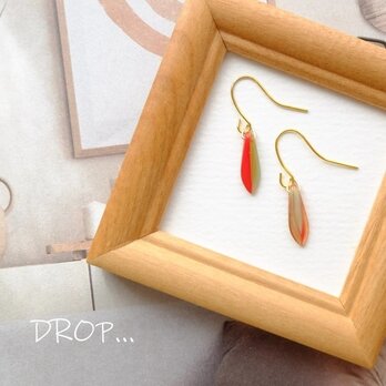 d259-G42【レッドミント】和風な雰囲気バイカラー　チェコダガーのシンプルピアス（パーツ変更可能）