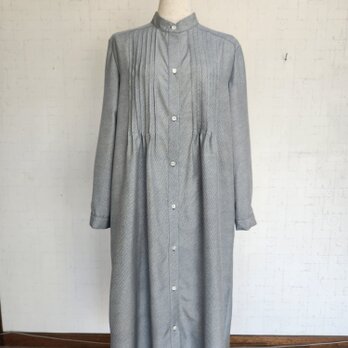 小紋リメイク　ピンタックシャツワンピース