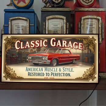 【車種変更OK オーダー無料】シボレー インパラ アメ車 ガレージ 店舗 自宅 照明 ランプ 看板 置物 雑貨 ライトBOX