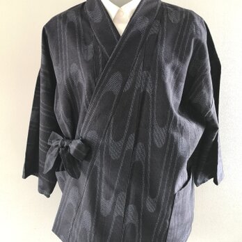 二部式上着  紬（紺流線文）ポケ〇