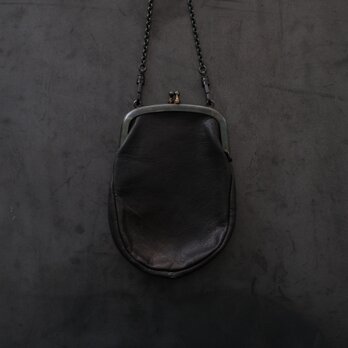 レザーショルダーミニポシェット SHC-R703 ＜鹿革 black/khaki＞