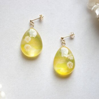 レジンアート　ドロップピアス〈溢れる陽光〉