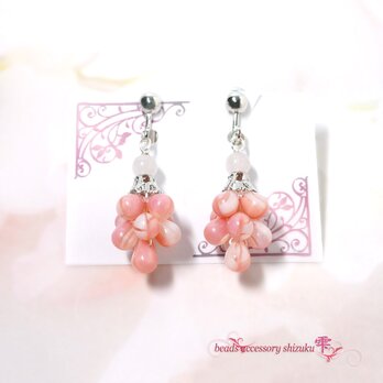 ドロップツリーイヤリング＊ローズクォーツ