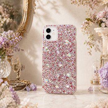 キラキラ ピンク ラインストーン デコ電 iPhone 17/16 スマホケース 全機種対応 韓国風 誕生日ギフト
