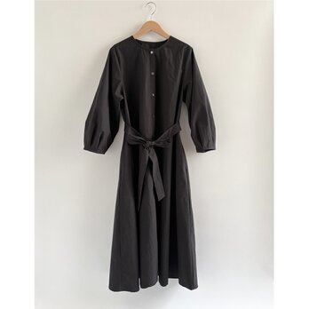 タイプライターコットン＊ノーカラータックスリーブワンピース