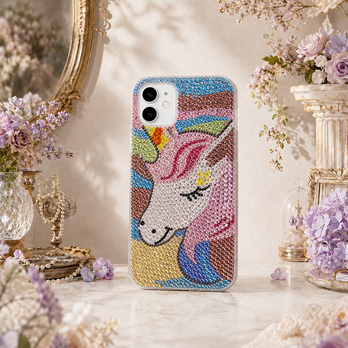 ゆめかわユニコーン デコ電スマホケース｜iPhone17/16 ラインストーン 全機種対応