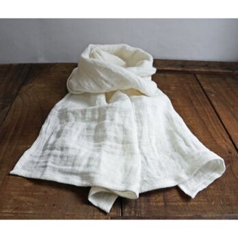 ふっくらリネンの手ぬぐい　ミニストール　オフホワイト　ダブルガーゼ