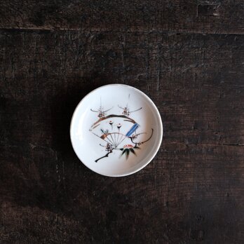 扇子と松竹梅◆瀬戸焼　色絵金彩小皿　骨董・antiques 丁寧な暮らしに。昭和初期