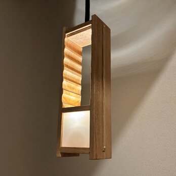 吊り行燈ペンダントライト｜タモ無垢材｜指物｜E12・引掛シーリング対応