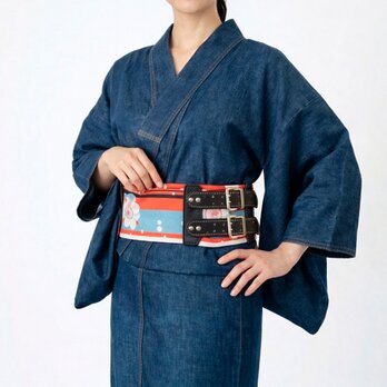 梅柄の帯ベルトC（幅125mm ウェスト81cm~93cm）