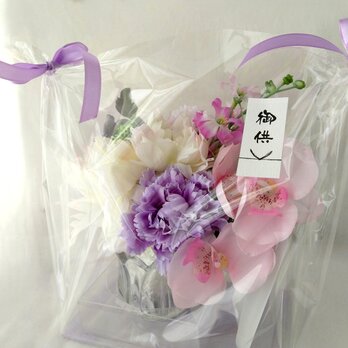 お供え　仏花【アーティフィシャルフラワー】薄ピンク胡蝶蘭