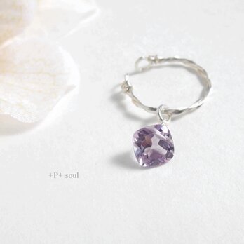 silver925 スクエアアメジストイヤーカフ (片耳) 【AT-612EC】