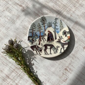 冬のトナカイ飼い＊北欧＊冬の壁飾り／ARABIA／ウォールプレート