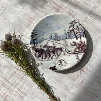 トナカイのライド＊北欧＊冬の壁飾り／ARABIA／ウォールプレート