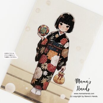 《座敷童子》☘️手鞠 巾着袋 着物 お財布やスマホに入る 神秘的 スピリチュアル 開運 お守り カード プラスチック製