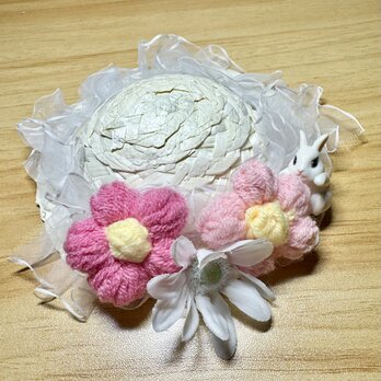 うさぎさん用春のおでかけ麦わら帽子