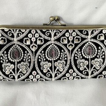 インド刺繍　がま口メガネ、ペンケース　