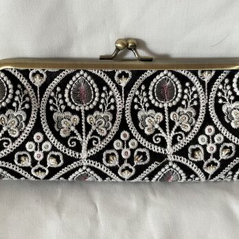 インド刺繍　がま口メガネ、ペンケース　