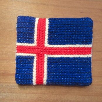 北欧国旗コースター　アイスランド　ツヴィスト刺繍