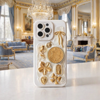 中女時代覚醒！女神文化 手作りスマホケース | ゴールドメタル アンティーク調 フェミニズム 一点もの