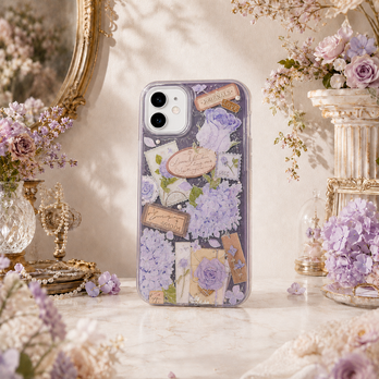 紫陽花と薔薇の立体レジン iPhone/スマホケース｜大人可愛いアンティーク 一点物 全機種対応