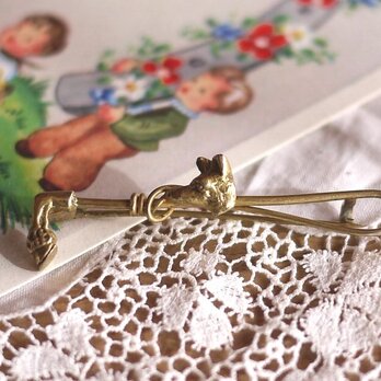 馬蹄と猟犬　一文字ピン 　ハンティング　イギリス アンティーク