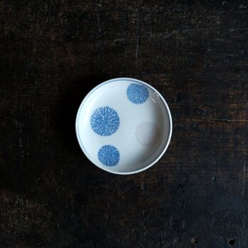 青とピンクの珊瑚◆時代物　珊瑚文印判小皿　骨董・antiques 丁寧な暮らしに。古道具　大正