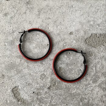 Vintage USA retro red×black big hoop pierces