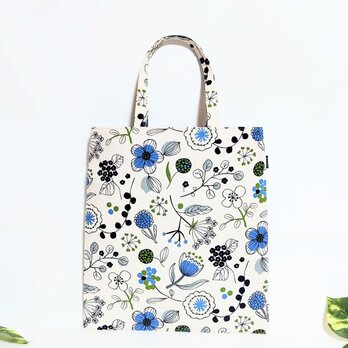 北欧の花ペタンコなトートバック(生成り)