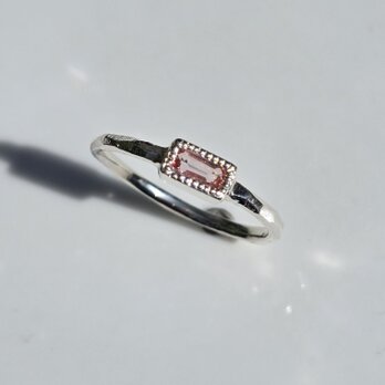 インペリアル　トパーズ　0.2ct　オクタゴンカット　ミル打ち　シルバーSV925リング