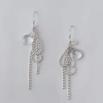 Silver925 アクアマリンのmini Ribbonピアス［1092_BL］