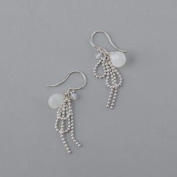 Silver925 ムーンストーンのmini Ribbonピアス［1092_WH］